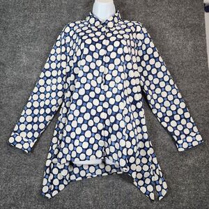 Chico's Women Lagenlook Art To Wear Polka Dot Asymmetrical Tunic Top Size 2